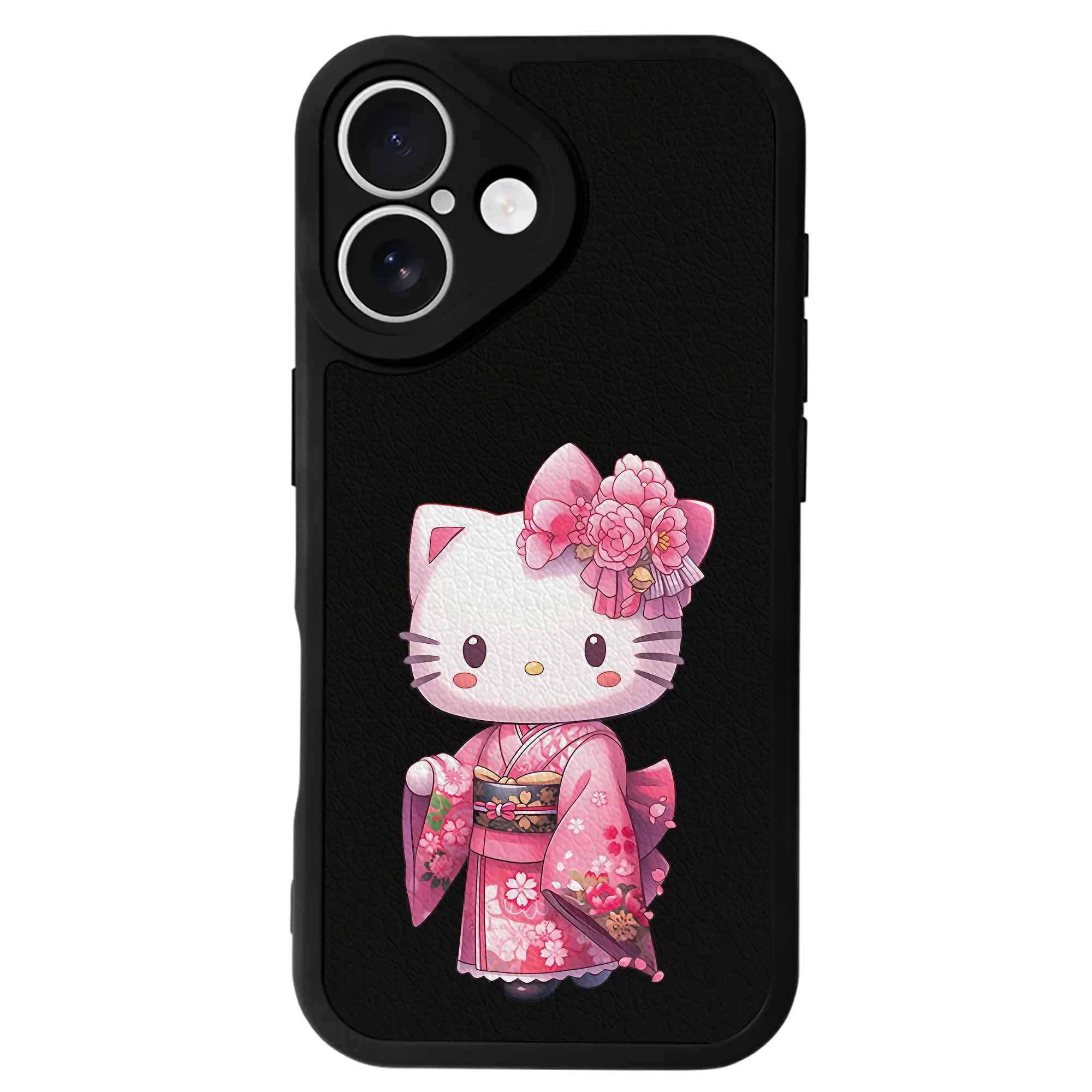 サンリオ グッズ,ハローキティ - IPhone 16シリーズ対応 ・ シリコンスマホケース ・ レザー調 ・ 高精度フィット ・ 耐衝撃 ・ ワイヤレス充電対応 ・ 精密カット